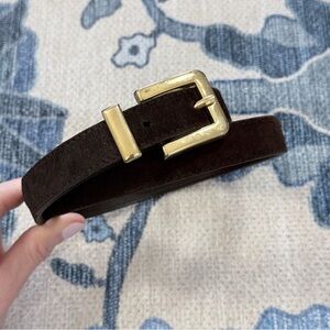 Accessories by Pearl Brown Suede Belt Gold Buckle Small